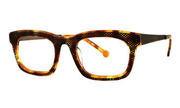 LA Eyeworks Rialto Eyeglasses, 498334 Dark Gunmetal Perforated On Dark Gunmetal