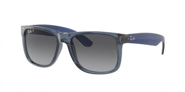 Ray-Ban RB4165 JUSTIN Sunglasses, 6596T3 JUSTIN TRANSPARENT BLUE GREY G (BLUE)