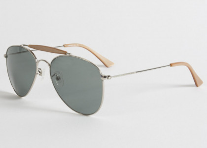 Shuron MacArthur Sunglasses, Silver w/ Skull Temple (Gray Lenses)