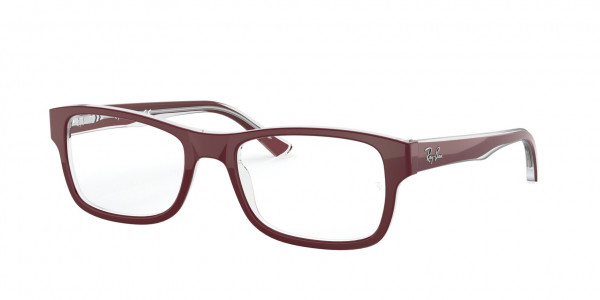 Ray-Ban Optical RX5268 Eyeglasses, 5738 BORDEAUX ON TRANSPARENT (BORDEAUX)