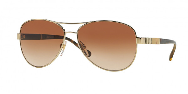 Burberry BE3080 Sunglasses, 114513 LIGHT GOLD BROWN GRADIENT (GOLD)