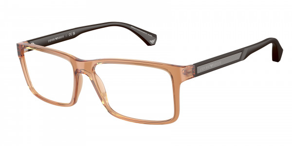 Emporio Armani EA3038 Eyeglasses, 5044 SHINY TRANSPARENT BROWN (BROWN)