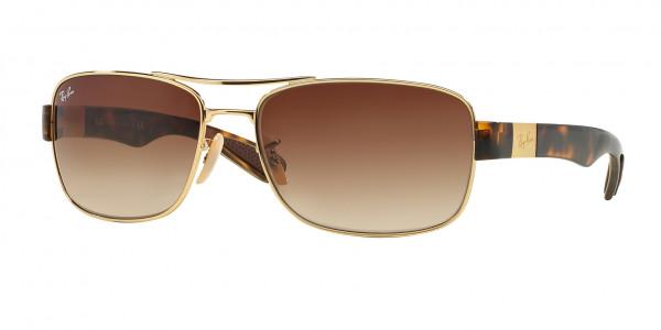 Ray-Ban RB3522 Sunglasses, 001/13 ARISTA BROWN GRADIENT DARK BRO (GOLD)