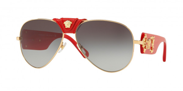 Versace VE2150Q Sunglasses, 100211 GOLD LIGHT GREY GRADIENT DARK (GOLD)