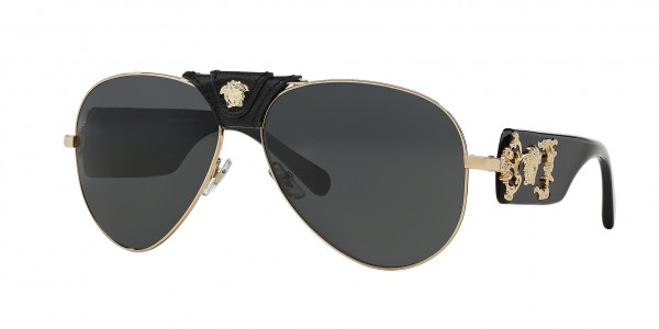 Versace VE2150Q Sunglasses, 100287 GOLD DARK GREY (GOLD)