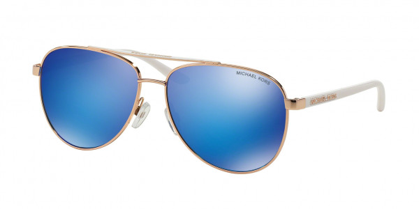 Michael Kors MK5007 HVAR Sunglasses, 104525 HVAR ROSE GOLD/WHITE BLUE MIRR (PINK)