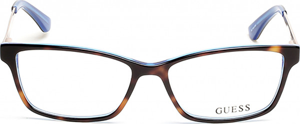Guess GU2538 Eyeglasses, 052 - Havana/Monocolor / Matte Blue