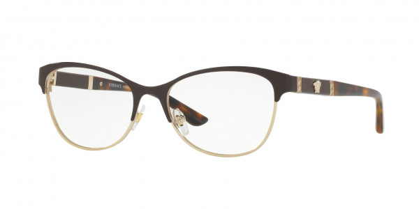 Versace VE1233Q Eyeglasses, 1344 BROWN/PALE GOLD (BROWN)